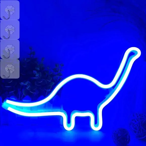 Neon Blue Dinosaur Animal Kid/Teen Wall Room Party Birthday Gift Decor LED Light
