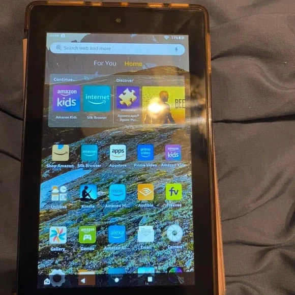 Amazon Fire Tablet! Works well. Comes with charger and case