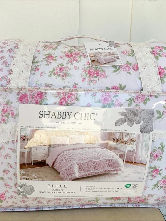 Rachel Ashwell Simply Shabby Chic Blush Pink Rose Comforter Shams Set Queen