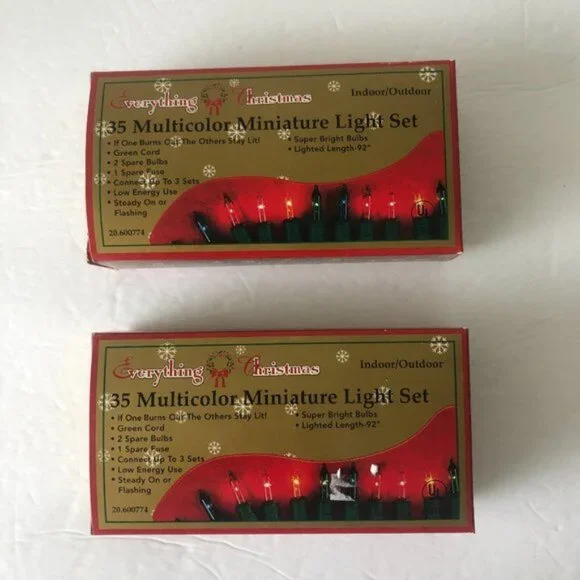 2 of 35 multicolor Miniature Light Sets Christmas