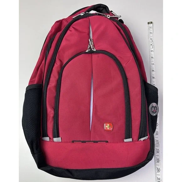 Swiss Gear by Wenger Red & Blk Laptop Travel Back Pack in Great Condition 3j