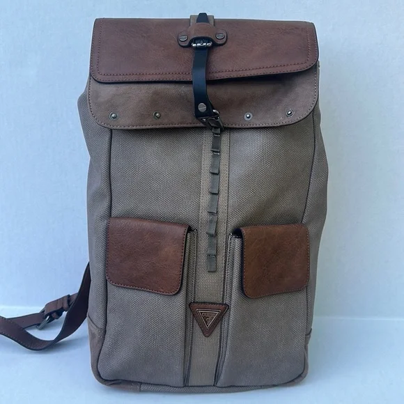 New AUTHENTIC GUESS Cargo /Military Leather Backpack