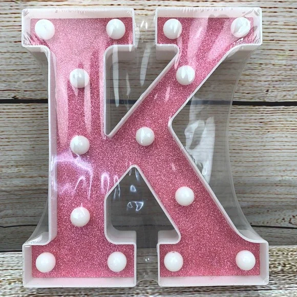 Pink Glitter Letter K Marquee Light Up Sign Home Bar Decor Battery Operated New‎