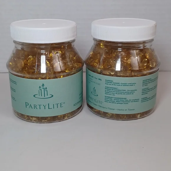 PartyLite Gold Dazzle Beads 2 Jars. P8724 Use With Candles To Enhance Home Decor