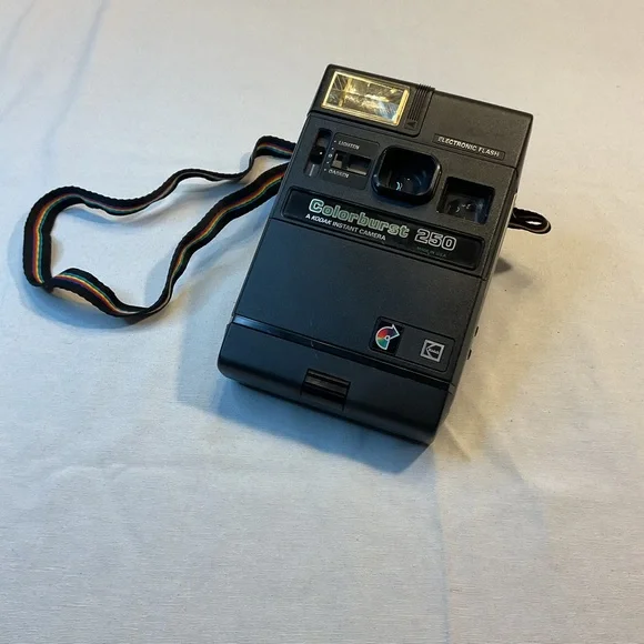 Kodiac Colorburst 250 Slide Flash Bulb, Colorful Neck Strap Camera Vintage Retro