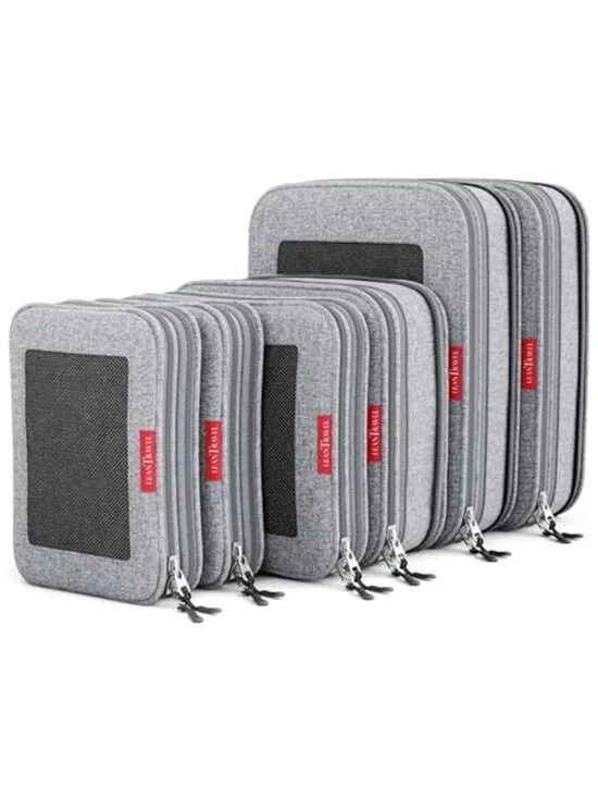 6 Pack Compression Packing Cubes Travel Organizer Set Suitcase Luggage Grey