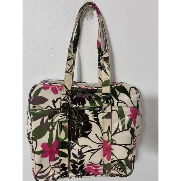 Vintage Y2K Roxy Luggage Weekend Bag Purse Handbag Carry On Aloha Floral Cream