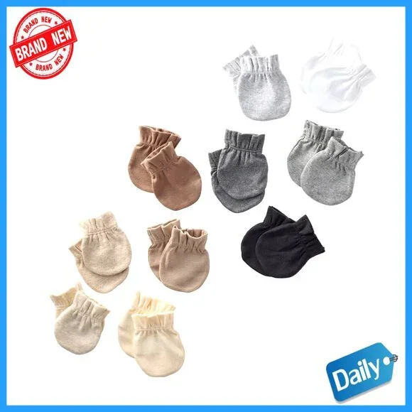 10-Pack Organic Cotton No Scratch Mittens for Newborns