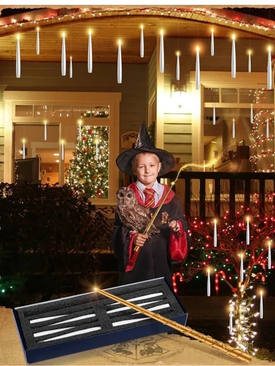 34 Floating Candles with 3 Wands - Flickering Warm Light LED Hanging Candle