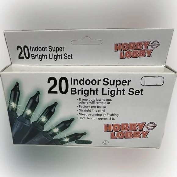 VTG 20 INDOOR SUPER BRIGHT LIGHT SET VIBRANT GREEN HOBBY LOBBY CHRISTMAS TREE