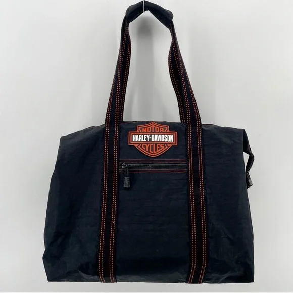 Harley-Davidson Black Nylon Travel Tote Duffle Bag Logo