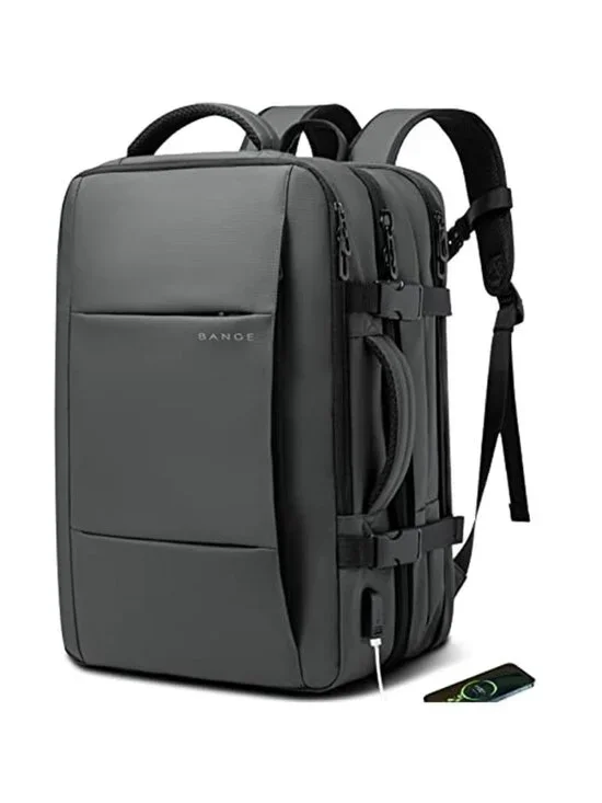 35L Expandable Travel Backpack Carry On Airline Approved Waterproof Laptop Grey