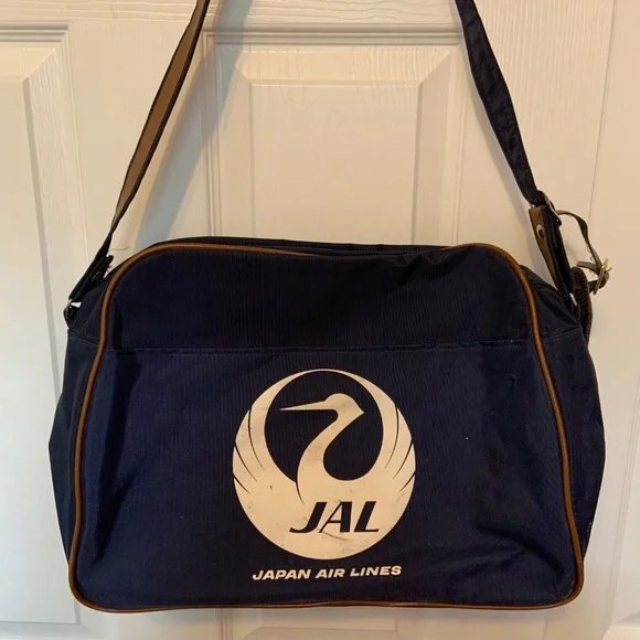 Vintage 1970s Japan Air Lines JAL Canvas Carry-On Bag