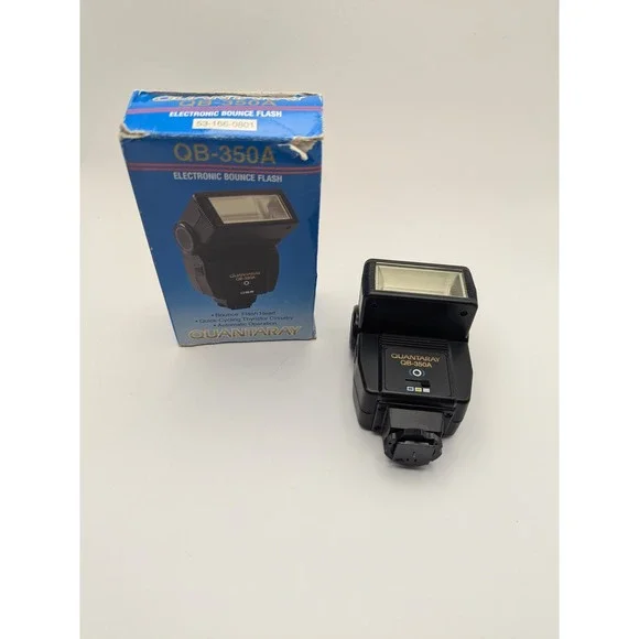 Quantaray QB 350A Electronic Bounce Flash for Photography Tested Works W/‎ Box