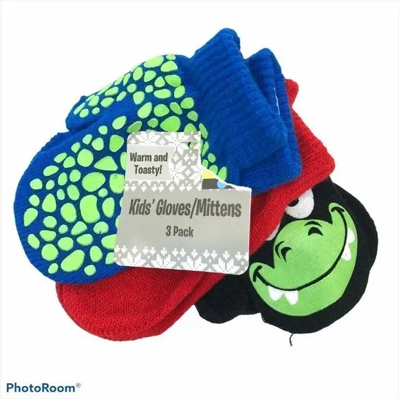 Brand new 3 Pack of Boys‎ Mittens - Dinosaur themed