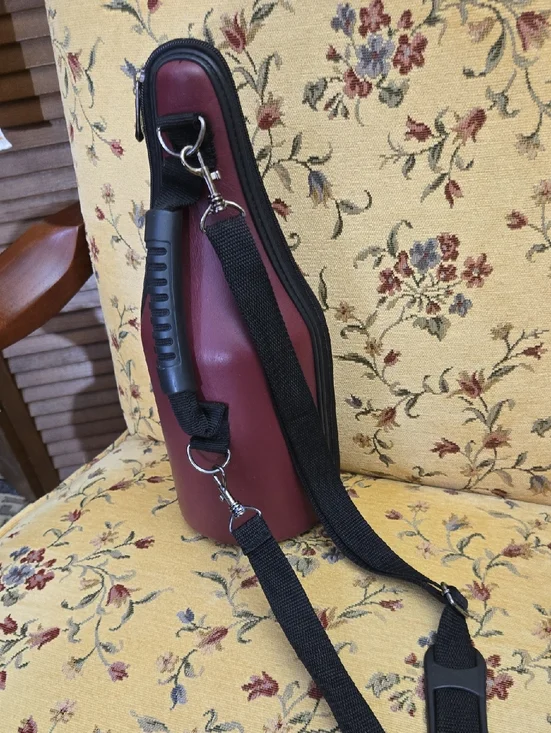 CHAMPAGNE Carry-all Maroon Sling Travel Bag with Black Adjustable Strap