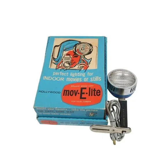 Vintage Hollywood Mov-E-Lite Single Light For Indoor Movies/Stills W/Original Bo