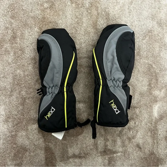 Head | Mittens | S | black w neon green trim