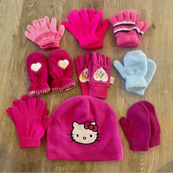 Big Lot of Pink Toddler Little Girl Gloves Mittens Winter