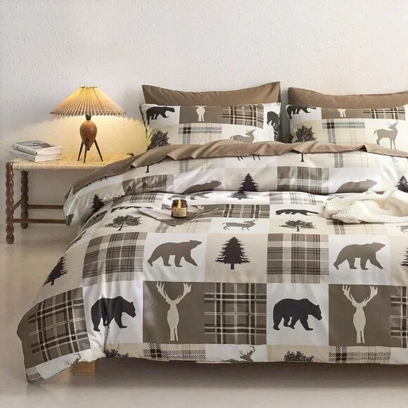 All-Season Rustic Comforter Set - Queen Size Bedding with Woodland Animals