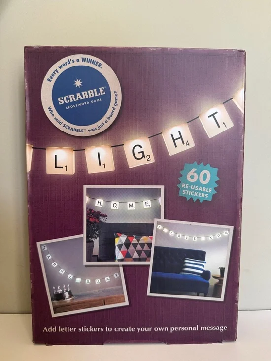 Paladone Scrabble Customizable Letter Tiles String Light Set New in Box