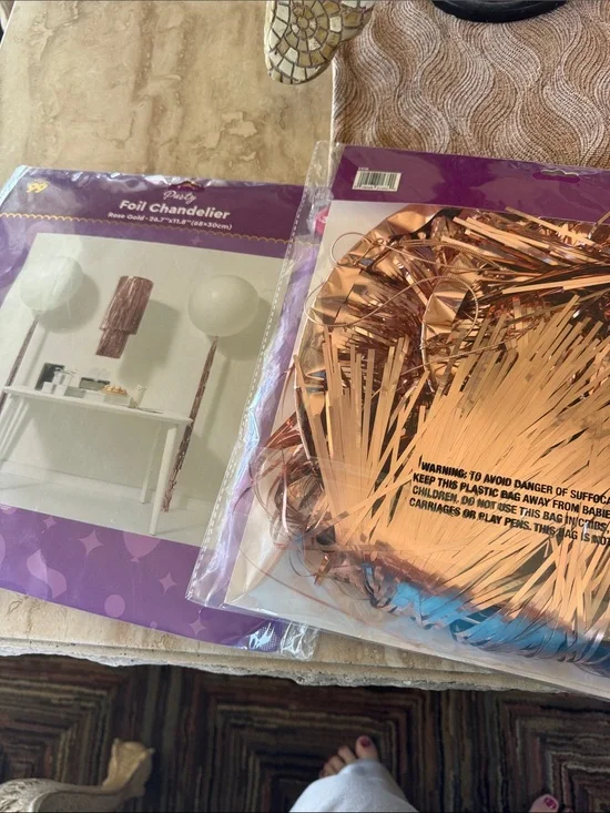 Foil Chandelier Party Backdrop - Rose Gold