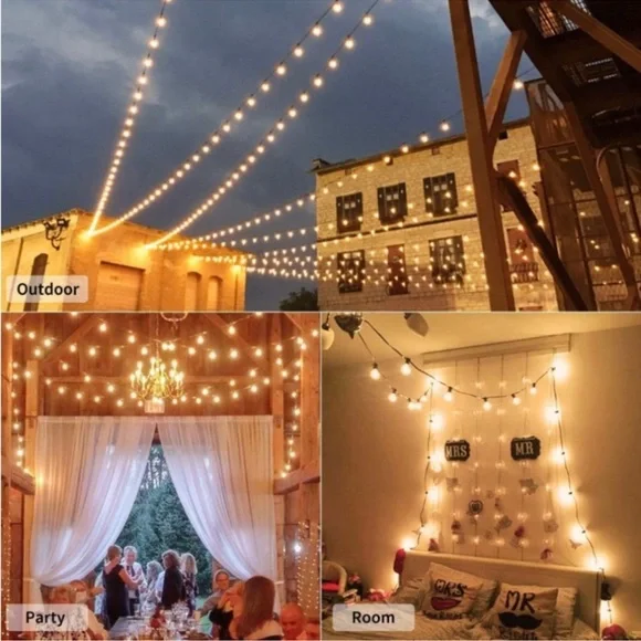 NWT💡 25’ CLEAR WATERPROOF IN/OUTDOOR PARTY PATIO POOL DECK CAMP LIGHT STRING
