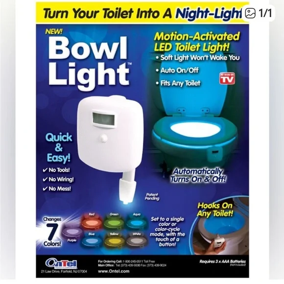 🩷.#924. Bowl Light Motion-Activated LED Toilet Light - Multi-Color