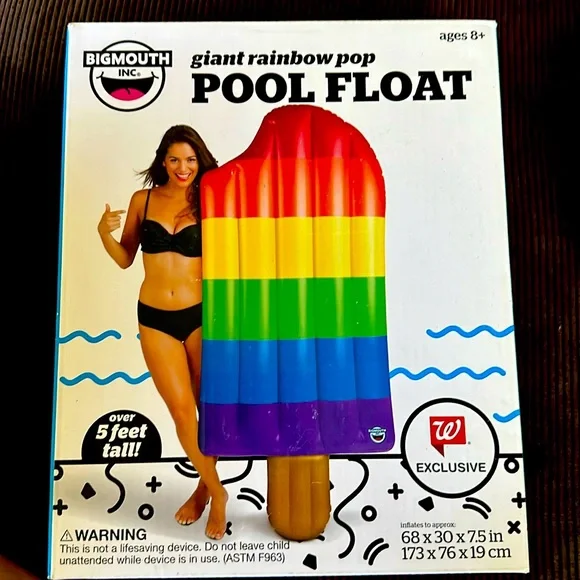 NEW BIGMOUTH GIANT RAINBOW POP POOL FLOAT FLOATIE 5 FEET TALL