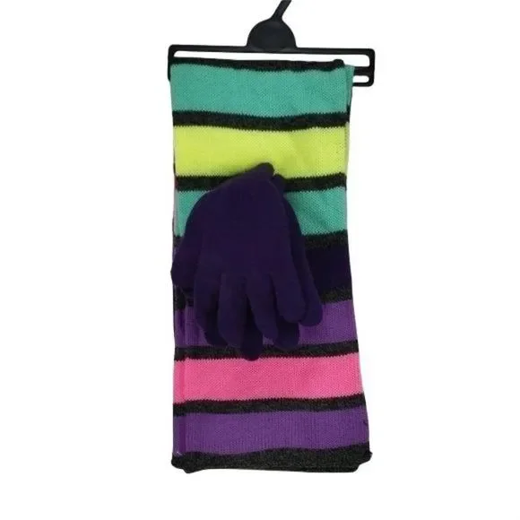 Joe Boxer striped girls Scarf &‎ Glove winter set