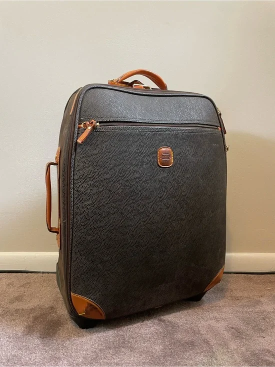 Bric's Dark Brown and Orange Carry-On Suitcase
