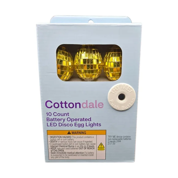 New Cottondale 10-Count Led Disco Egg Lights, Golden, 5.5 Ft Battery Operated