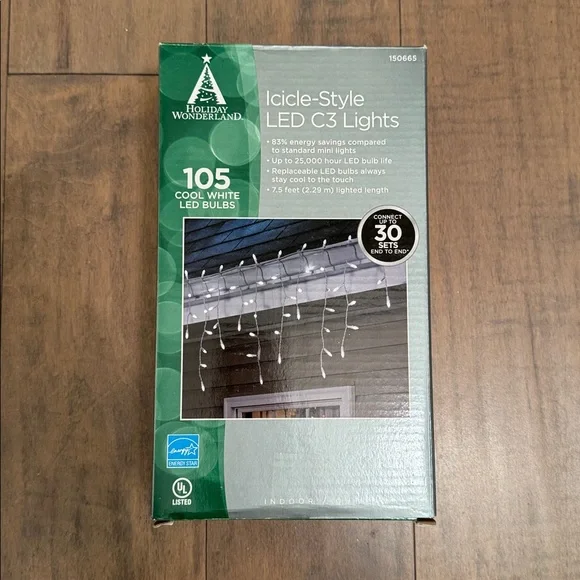 ❤️HOLIDAY WONDERLAND❤️Cool White LED Icicle-Style Lights 105