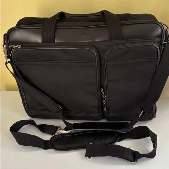 Hartmann Leather and Nylon Over Suitcase Handle Briefcase Overnighter