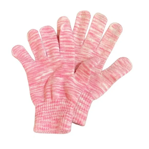 Girl’s Pink Knit Gloves Finger Mittens - One Size GIRLS KIDS