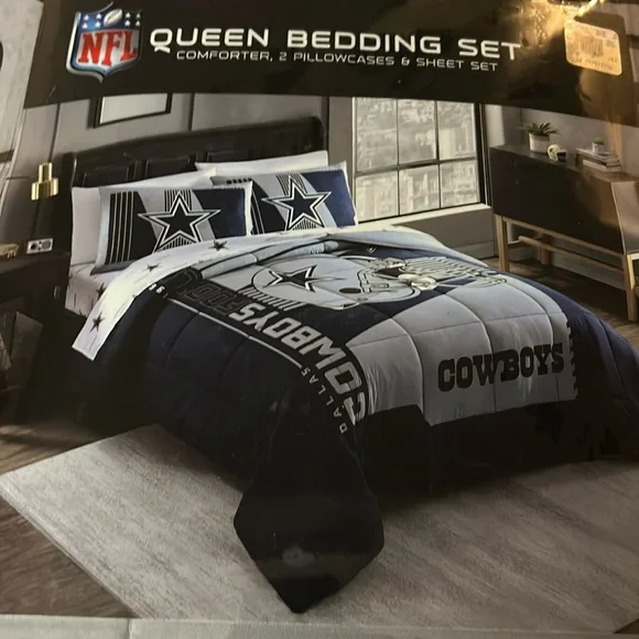 NFL Dallas Cowboys Comforter Set - Blue and White and Stars
