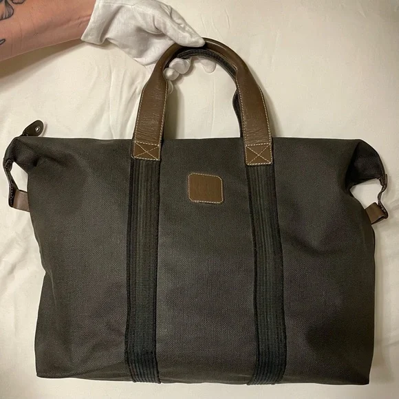 Dunhill Authentic Vintage Brown and Black Canvas Travel Bag