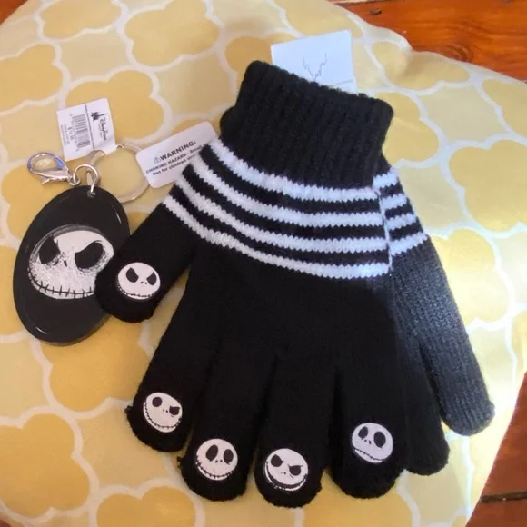 Disney Parks Jack Skellington Keychain, Adult Socks & Kids Gloves NWT