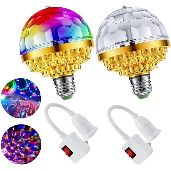 Colorful LED Disco Light Bulbs with Adapters