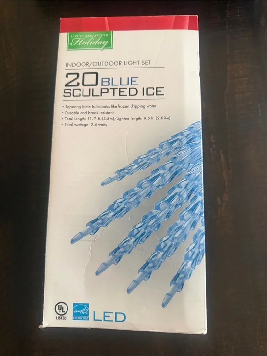 Living Solutions Holiday Blue Sculpted Ice LED Indoor/Outdoor Light Set