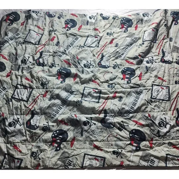Jumping Beans Twin Boys Comforter Guitar Drums Skull & Crossbones Music
