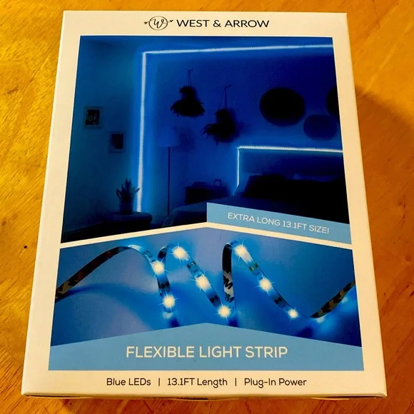 LOT OF 2 - FLEXIBLE EXTRA LONG 13.1’ BLUE LED LIGHT STRIP, SAVE ON SHIPPING!