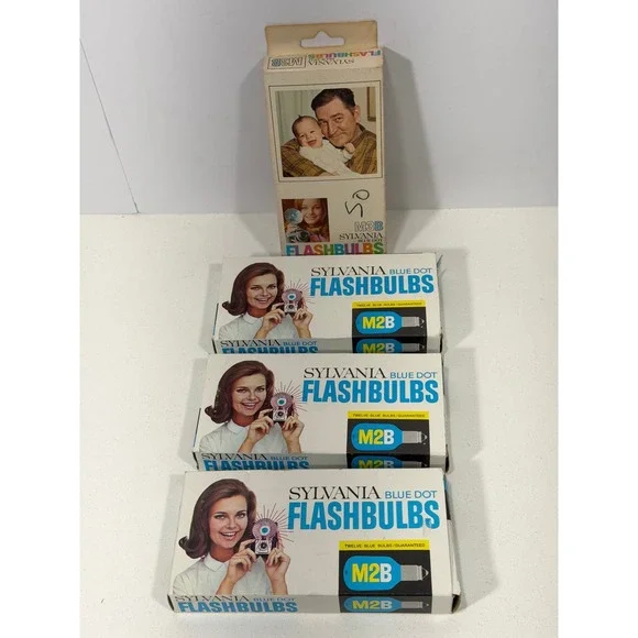 Vintage Sylvania Blue Dot Flashbulbs Lot 48 Bulbs - 36 x M2B & 12x M3B Retro