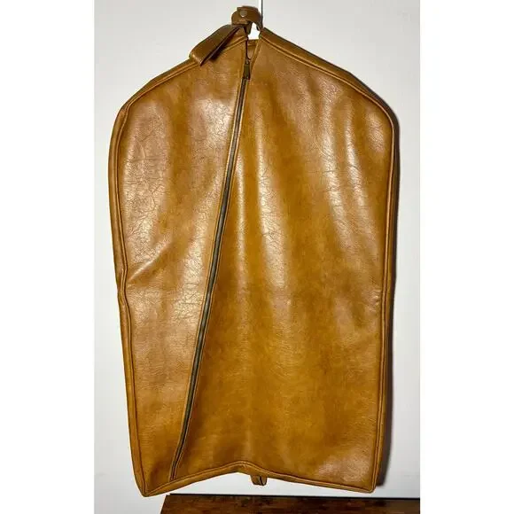 Vintage Brown Leather Zipper Men’s Suit Travel Bag 40”x25”