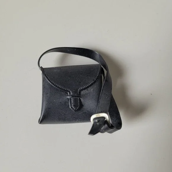 Vintage 1:6 Scale Black Vinyl Shoulder Bag Pouch | Fits 12