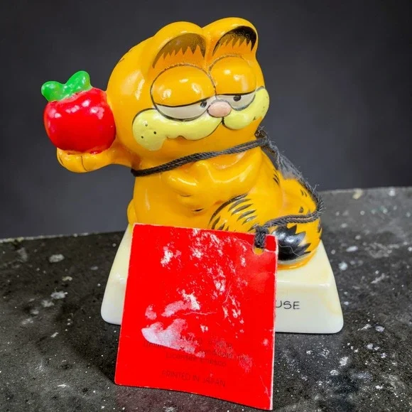 Vintage Garfield Enesco Ceramic Figurine Brownie‎ Points Apple 1981 Japan Tag