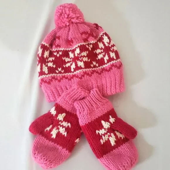 Snowflake Winter Hat and Gloves Bundle