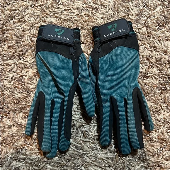 Kids Aubriom Riding Gloves - Teal and Black