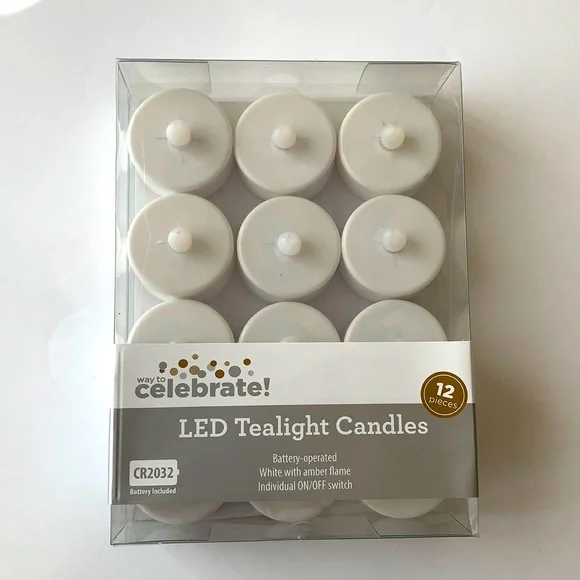 Led Tea light Candles Battery operated white with amber flame Individual switch