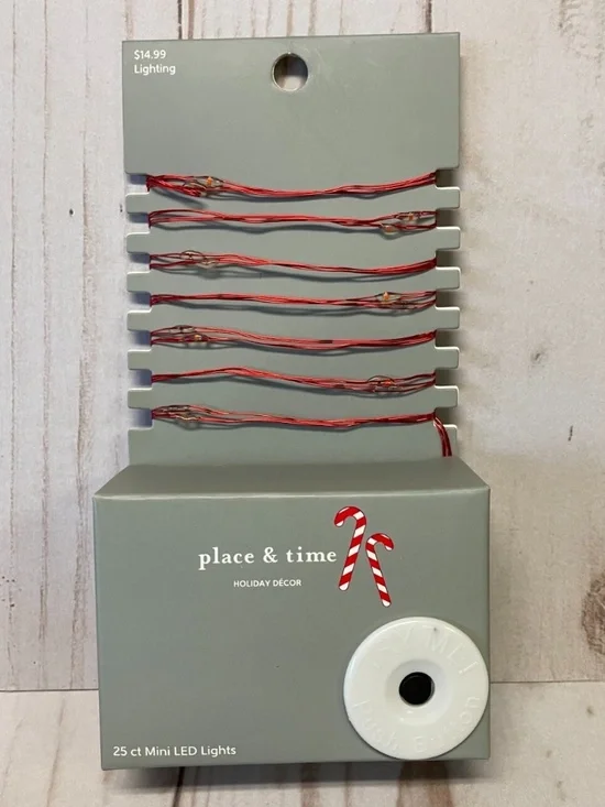 Place & Time 25 Count Mini LED Lights 6 Hour Timer Red Christmas Valentines NEW